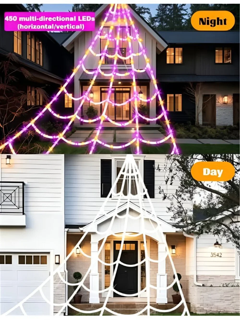 Halloween Decorations Outdoor Spider Web,Upgraded 450 LED Spider Web Lights